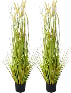 Garveehome 2Pcs Artificial Grass Plant, 4ft Tall Horsetail Grass Realistic Faux Plants Fake Grass Plant Indoor Decorative Greenery for Home Living Room Bedroom Decoration