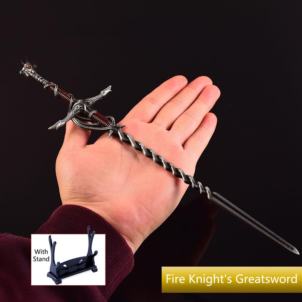 Elden Rings, Fire Knight's Greatsword Metalowa Figurka 30 cm Ze Stojakiem, Kolekcjonerska Figurka Fantasy, Dekoracja Na Biurko, Pomysł Na Prezent Dla Graczy I Kolekcjonerów
