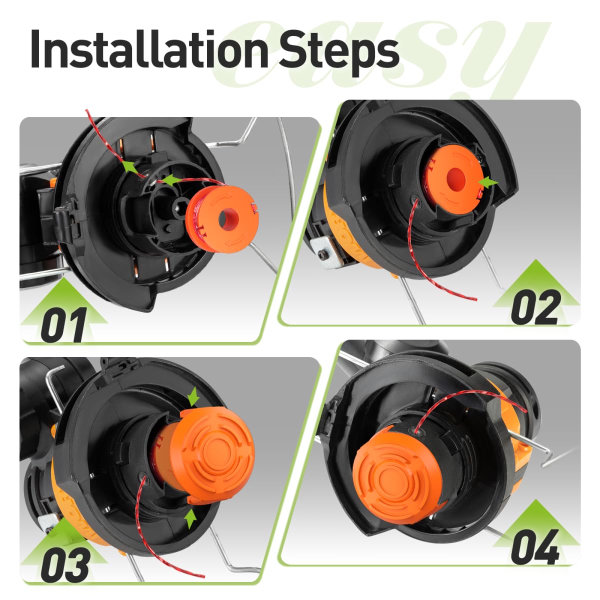 Confezione da 20 corde mangia-erbacce compatibili con Worx, 0,2 cm 3 m/confezione, bobina di ricambio per decespugliatore, compatibile con decespugliatori Worx (16 bobine + 4 tappi)