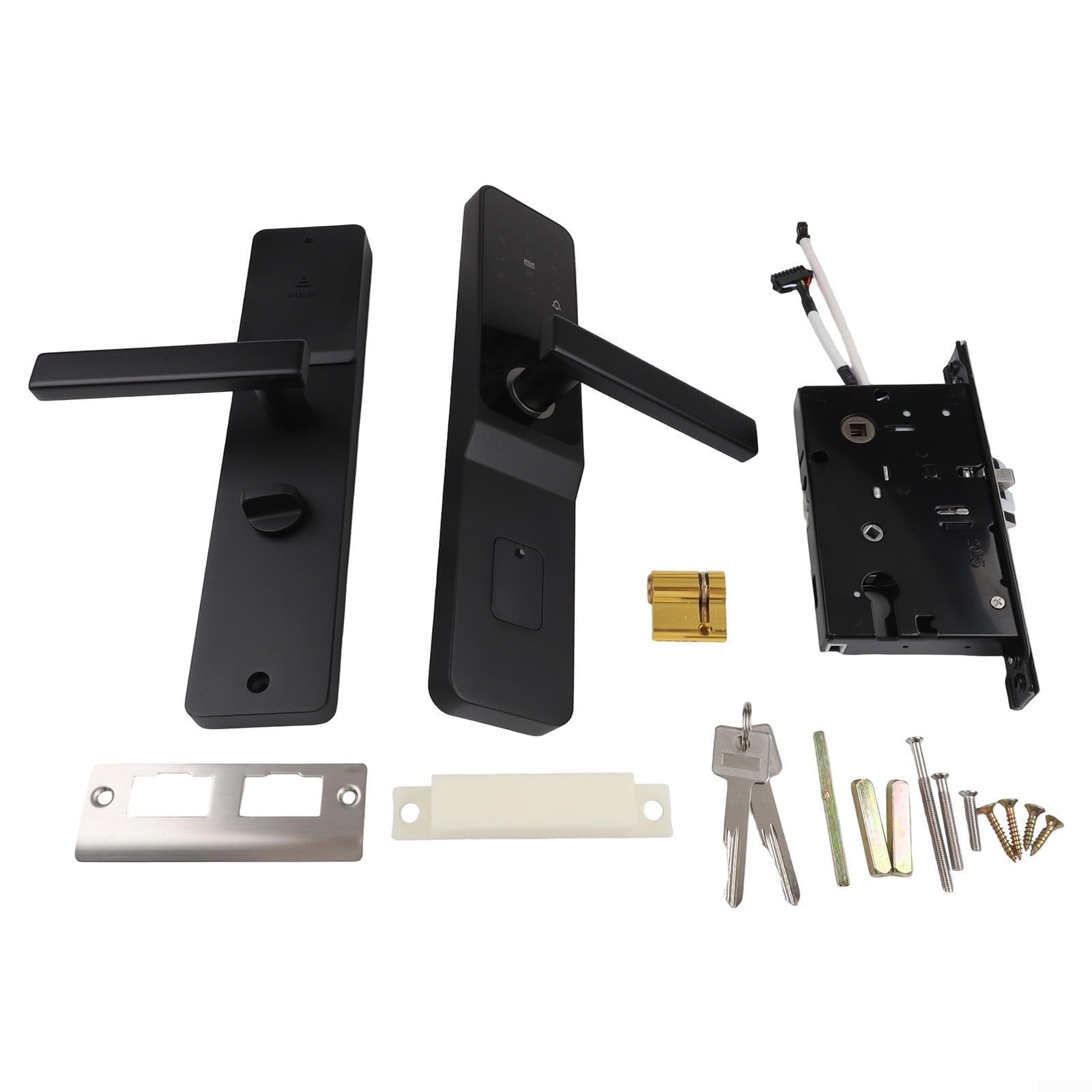 Cerradura de puerta inteligente para sistema TTlock, contraseña electrónica y tarjeta IC para acceso, control remoto de aplicación, cerrojo antirrobo para el hogar del hotel, gris (modelo electrónico)