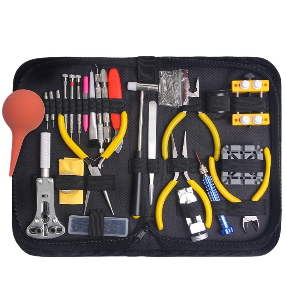 CHENJIAHAO Uhrenwerkzeug Uhren-Reparatur-Werkzeugsatz, Armband-Federsteg-Stift, Einstellen des Uhrenrückseitenöffners, Uhrwerk-Schraubendreher, Uhrmacher-Werkzeuge Uhrmacherwerkzeug Set(160pcs)