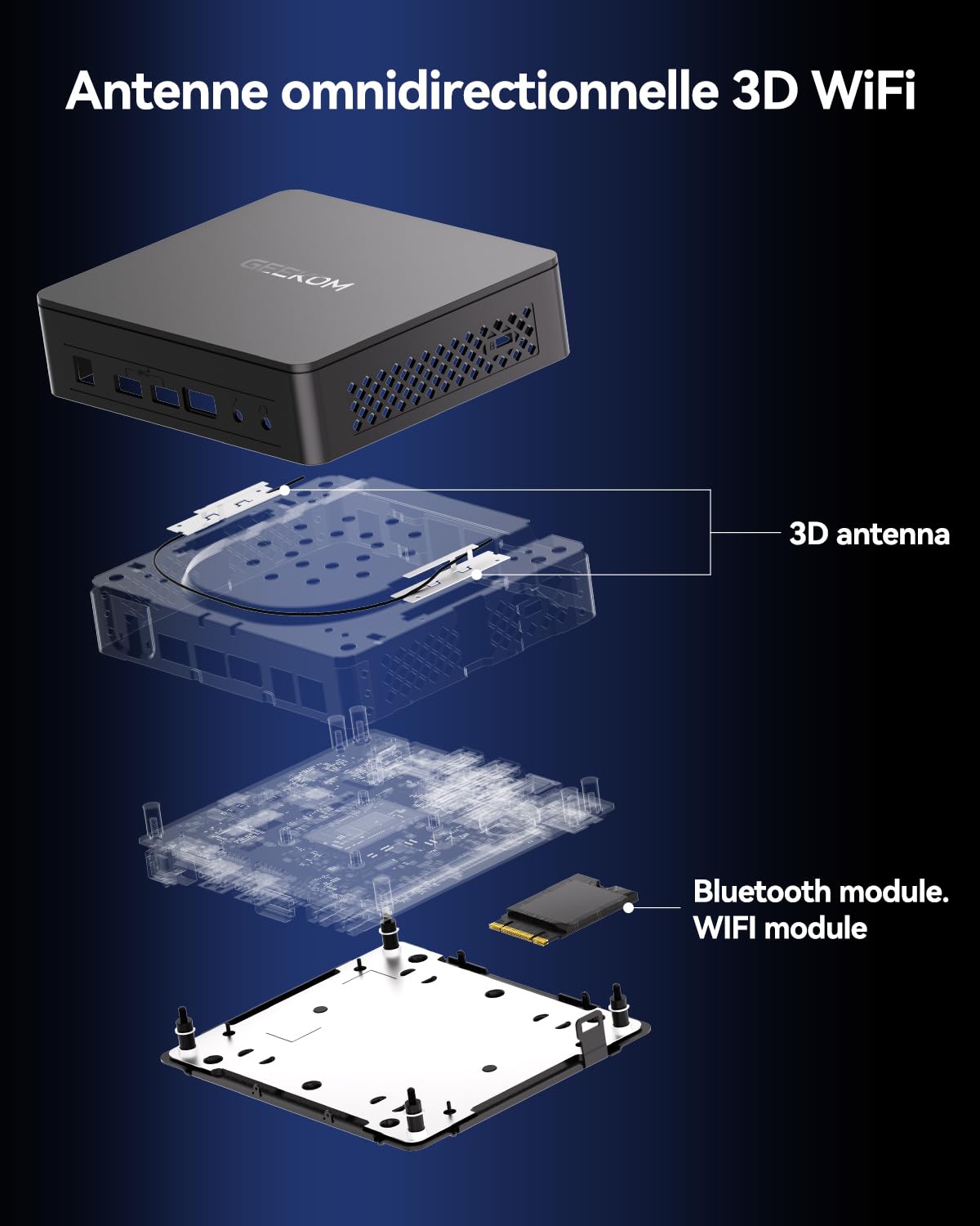 GEEKOM Air12 Lite Business Mini PC Intel N95, UHD Graphics,8 Go RAM DDR4 | SSD 256 Go, 6 ports USB, ports 9 broches, Achat en petite quantité Mini Ordinateur, idéal pour le bureau et le télétravail