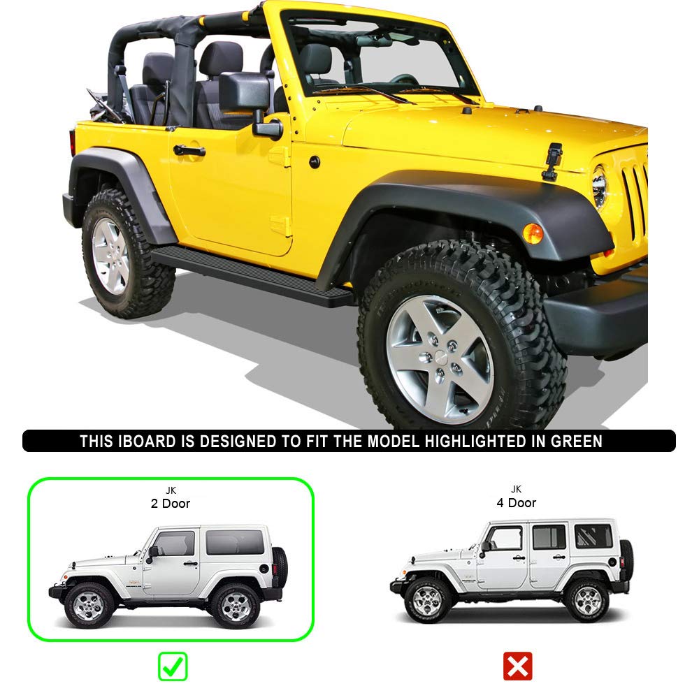APS (Black Powder Coated 5in Running Boards Nerf Bars Side Steps Compatible with Jeep Wrangler JK 2007-2018 2-Door (Factory Sidesteps or Rock Rails Have to Be Removed)