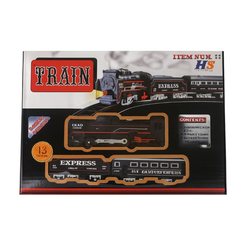 Train Set with Track (13 Pieces) � Battery-Operated Classic Toy Train with Lights & Sound, Easy-to-Assemble Railway Track for Kids, Fun Gift for Boys & Girls | Pack of 1(Plastic Battery Toy)-image-39