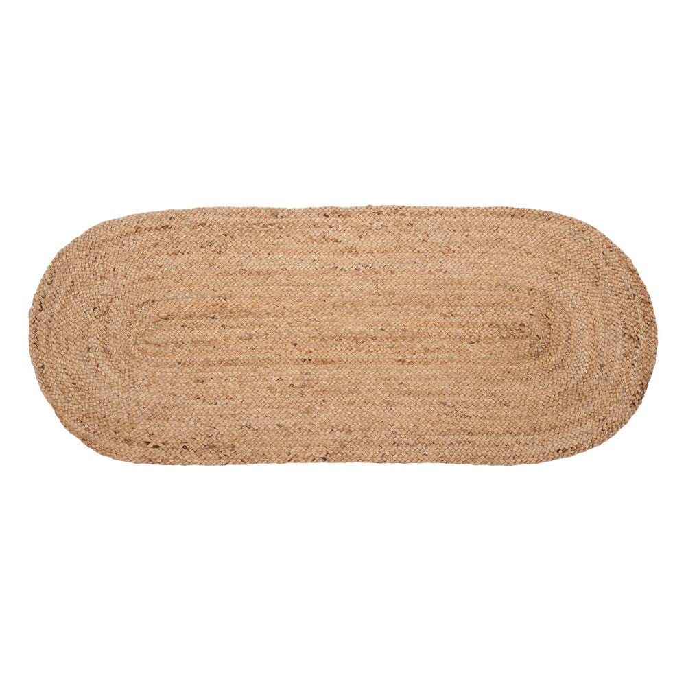 LOLAhome Alfombra Rústica Trenzada Ovalada Beige de Fibra Natural de 170x70 cm