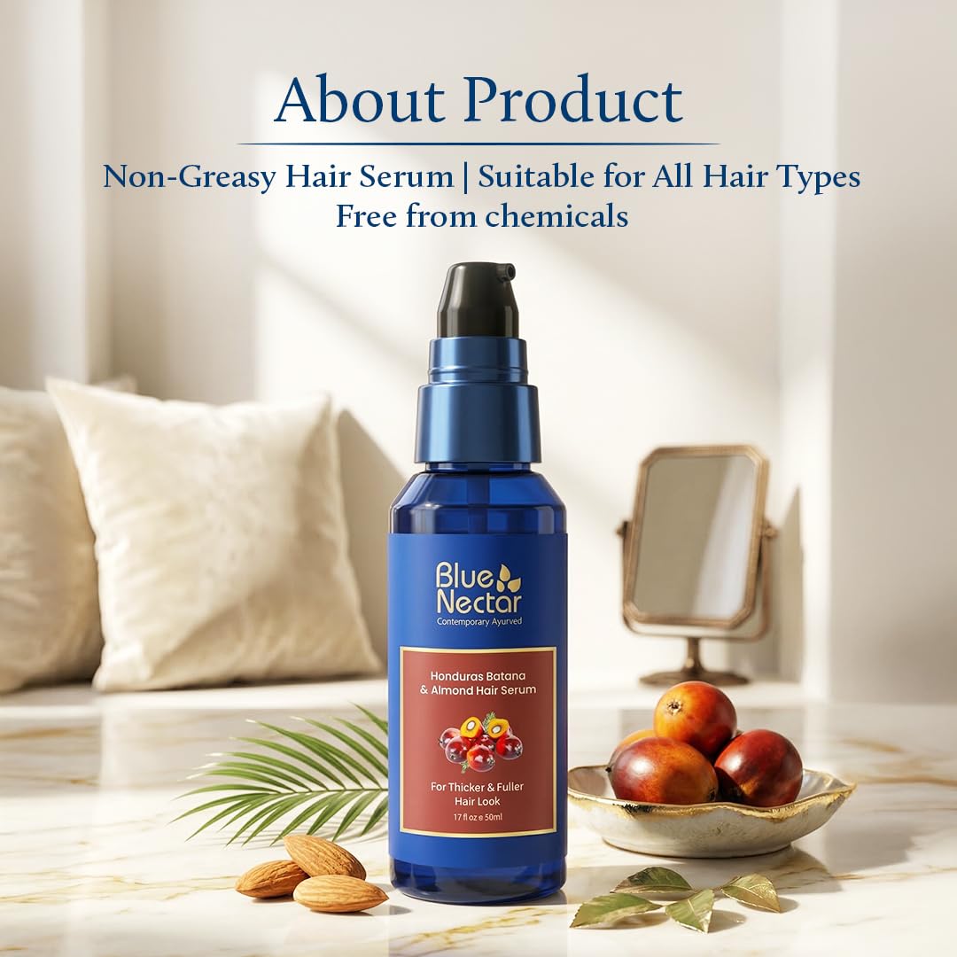 Blue Nectar Honduras Batana Haarserum für volleres Haar, nicht fettende Formel, alle Haartypen, Haarwachstumsserum für Damen und Herren, 18 Kräuter, 50 ml