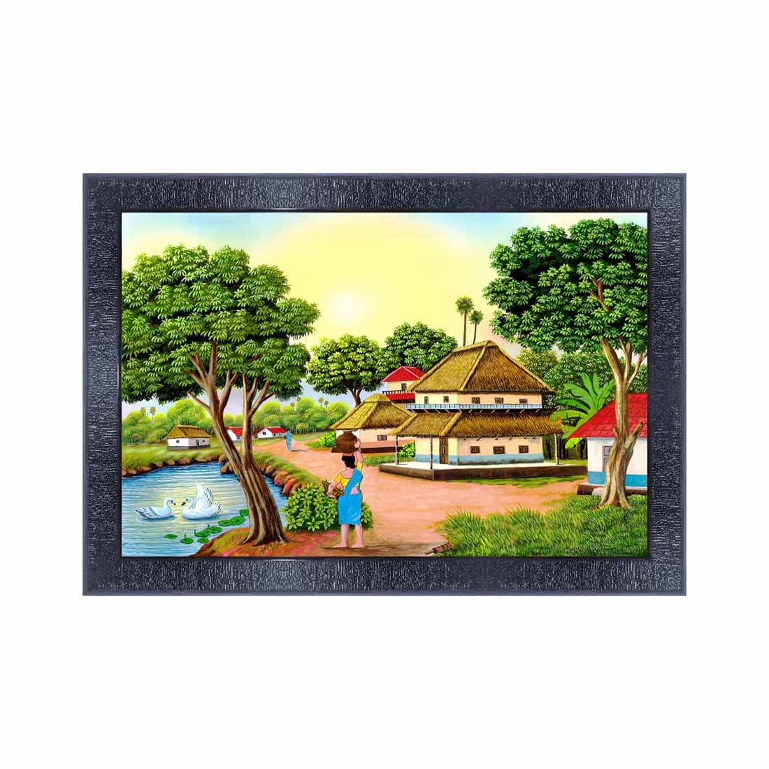 pnf Landscape hand painting scenery art Wood Frames with Acrylic Sheet (Glass) 16852-(10 * 14inch,Multicolour,Synthetic)