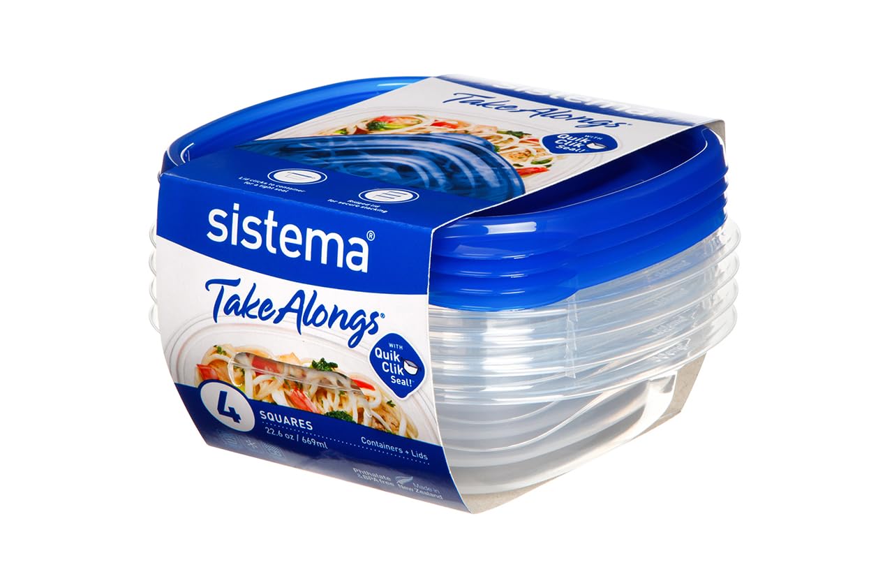 Sistema 54105 Takealongs Medium Bowl 4 Pack Food Storage Containers 669ml