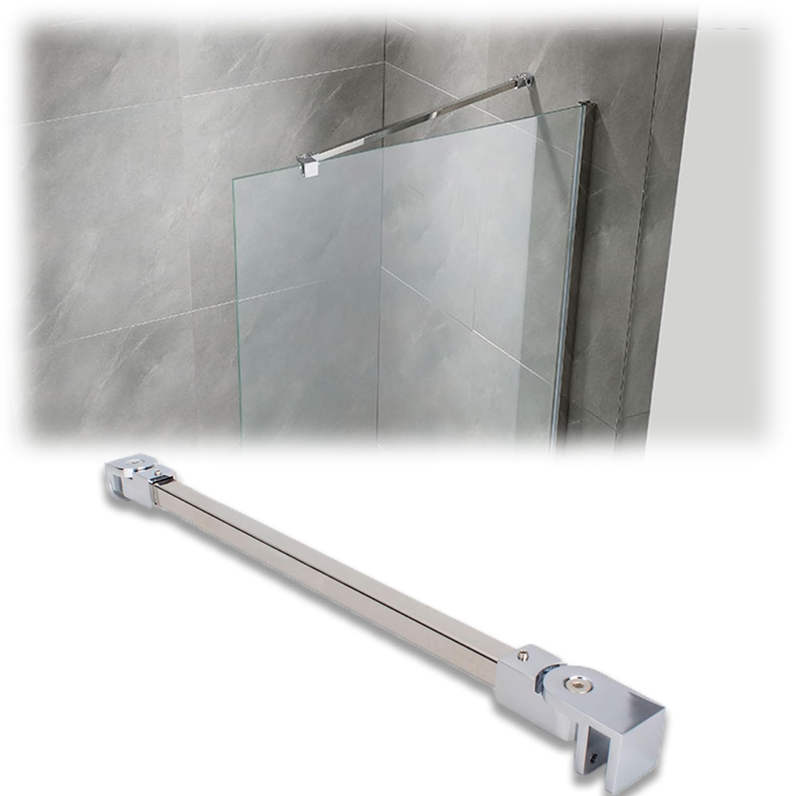 DJPHOFS Secure Flexible Wall To Glass Shower Support Bar, Non-deformable Fixed Door Side, Heavy Duty Stabilizer for Enclosure(Chrome,L36in/91cm)