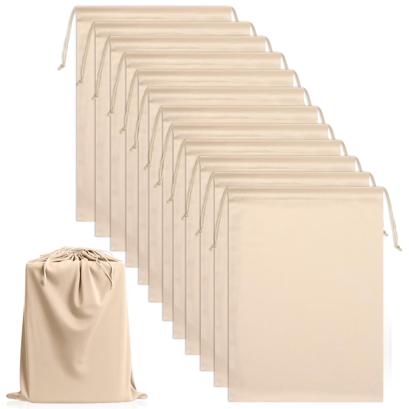 Weewooday 12 Pcs Satin Adult Toy Bags with Drawstring Silk Adult Game Toy Storage Multi Purpose Foldable Pouch Lightweight Gift Organizer for Women Men(Khaki,15.75 x 11.81 Inch)
