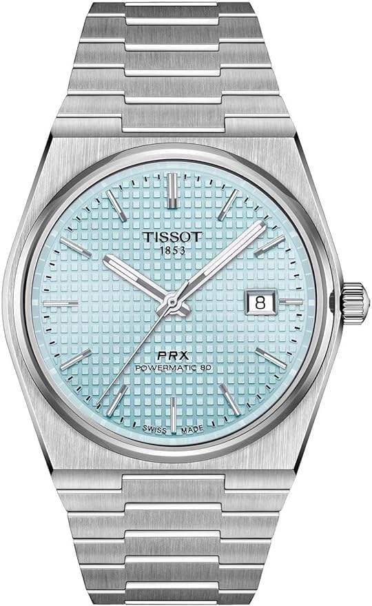 Tissot PRX Powermatic 80 Watch, Stainless Steel Bracelet, Ice Blue Dial, Date Display