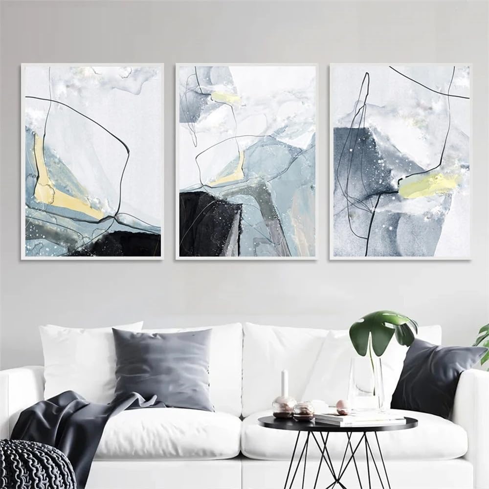 WUHBCZ Canvas Paints-Abstract Black Gold Blue Wall Art Canvas Painting Modern Marble Posters And Prints Nordic Wall Pictures Living Room Office Home Decor-60 * 70cm/3PCS (No Frame)