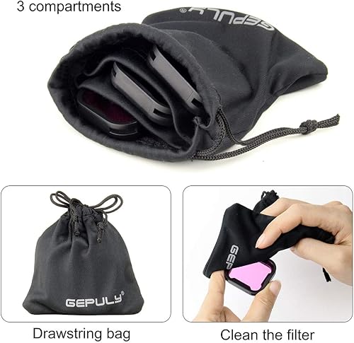 Miniatura 17 de GEPULY Paquete de 3 filtros de buceo para GoPro Hero 8 9 10 11 12 13 carcasa oficial impermeable (rojo, rojo claro, filtros magenta) – Corrección