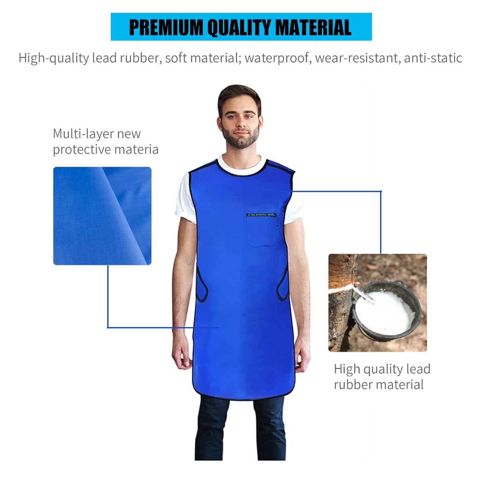 Grembiule Dentale in Piombo, 0,35 Mmpb 0,5 Mmpb, vestibilità Regolabile, Protezione dalle Radiazioni per Dentisti, Assistenti E Pazienti(0.35mmpb,M 100X60CM)