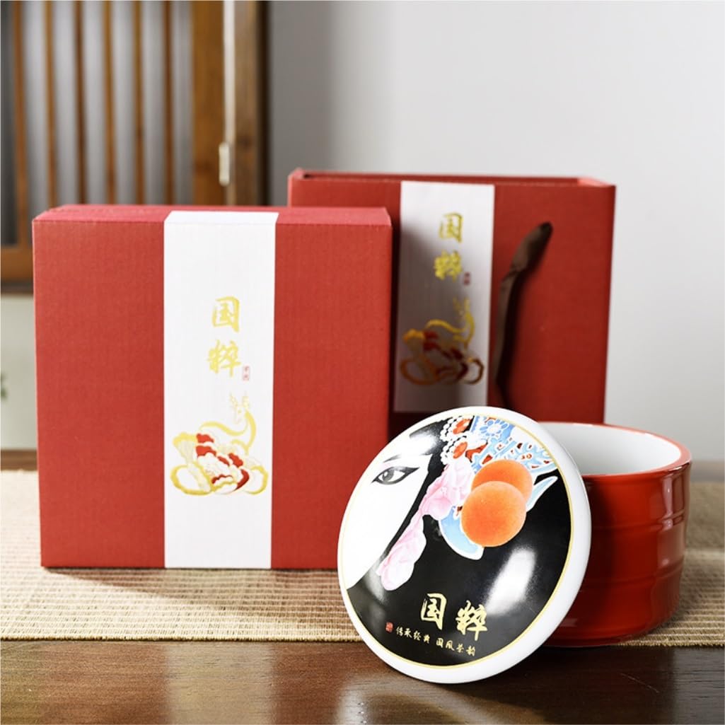 HLTYGWX Teedose, Vorratsdose für losen Tee, Keramik, für die Küche, Vorratsbehälter für Lebensmittel, chinesisches Teegeschirr, Einzelglas, Geschenkbox-Set, Teedose (B)