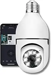 Câmera Lâmpada Câmera Espiã de Segurança WiFi, 1080P Câmera de Base E27 com Visão Noturna Infravermelha intercomunicador bidirecional, Câmera Vigilância com Função de Rastreamento Automático YOOsee