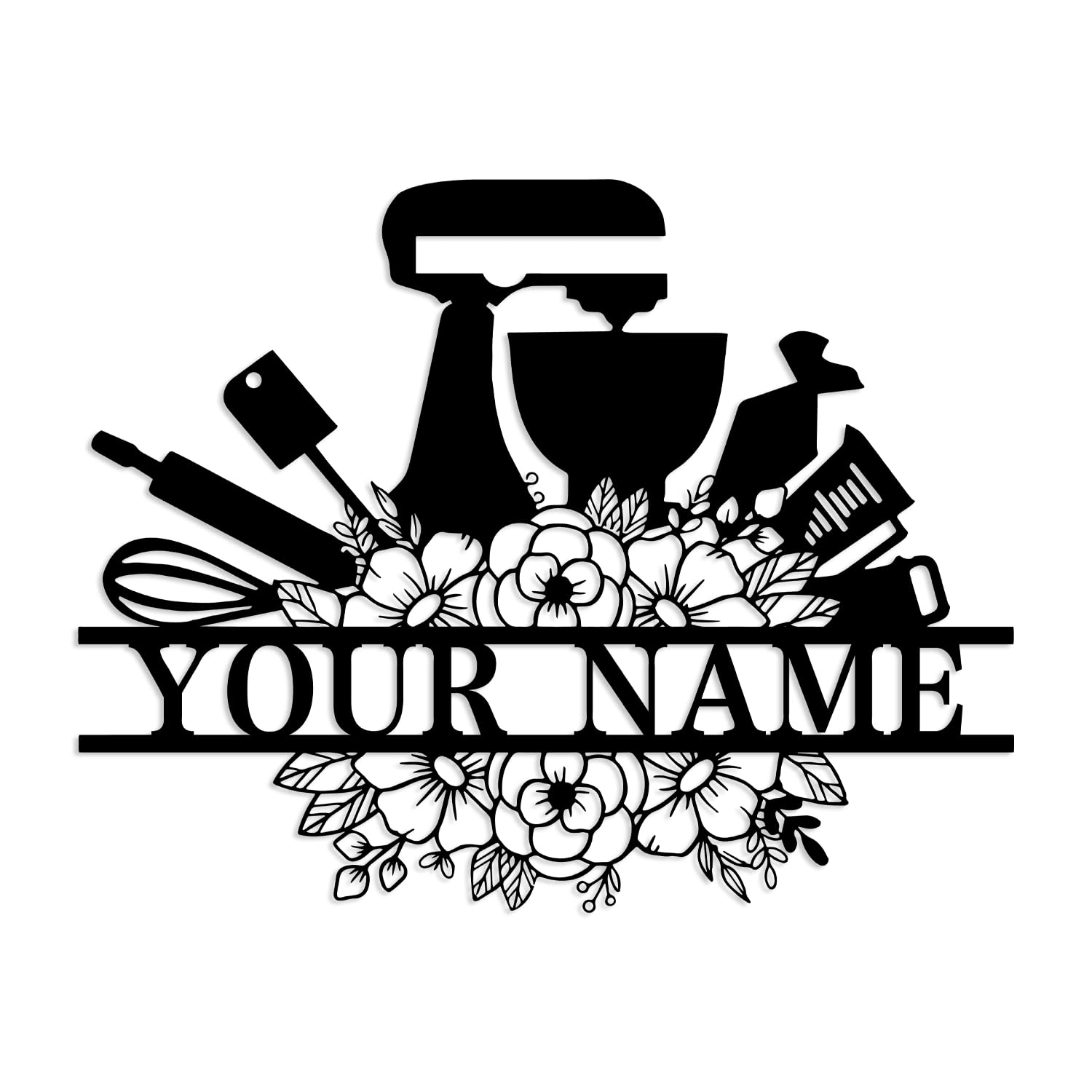 Kissesuu Kitchen E Personalized Kitchen Wall Art,Kitchen Metal Sign,Personalized Backyard Cooking Lover Name Sign,Custom Kitchen Sign Name,Kitchen Decor,Family Kitchen Sign,Mom's Kitchen,Housewarming Gift (Kitchen E)
