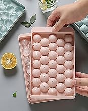 SAMEZONE Plastic Mini Round Ice Cube Tray for Freezer - Sphere Ice Chilling for Cocktail, Whiskey, Tea & Coffee - 33 Cavity Circle Ice Tray, Multicolor