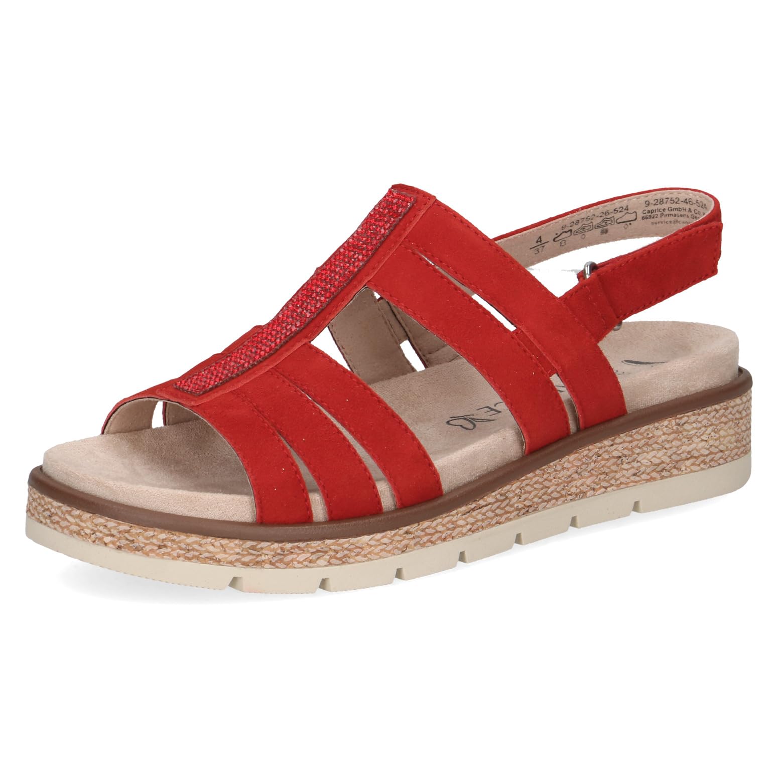 Caprice women's flat sandal, Red (RED SUEDE), 3.5 UK