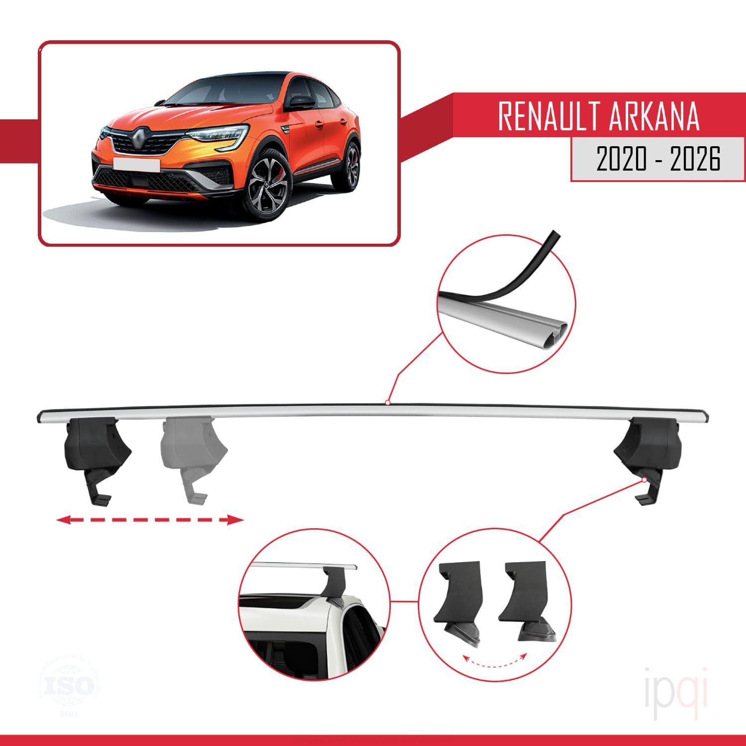 RE&AR Tuning Kompatybilny z Renault Arkana 2020-2025 ACE-4 bagażnik dachowy Railing Bagażnik samochodowy Szary Aluminium 2 drążki