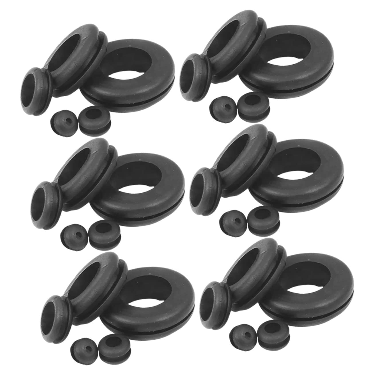 Lurrose 5 Set Gommino Filo Cavo Passacavi Per Fori Buco Kit Di Annegelli Tappo Passacavi in ​​gomma Tappo Del Foro Guida Di Gomma Germa Di Gomma Nero Gomma Da Cancellare 105 Pezzi*5