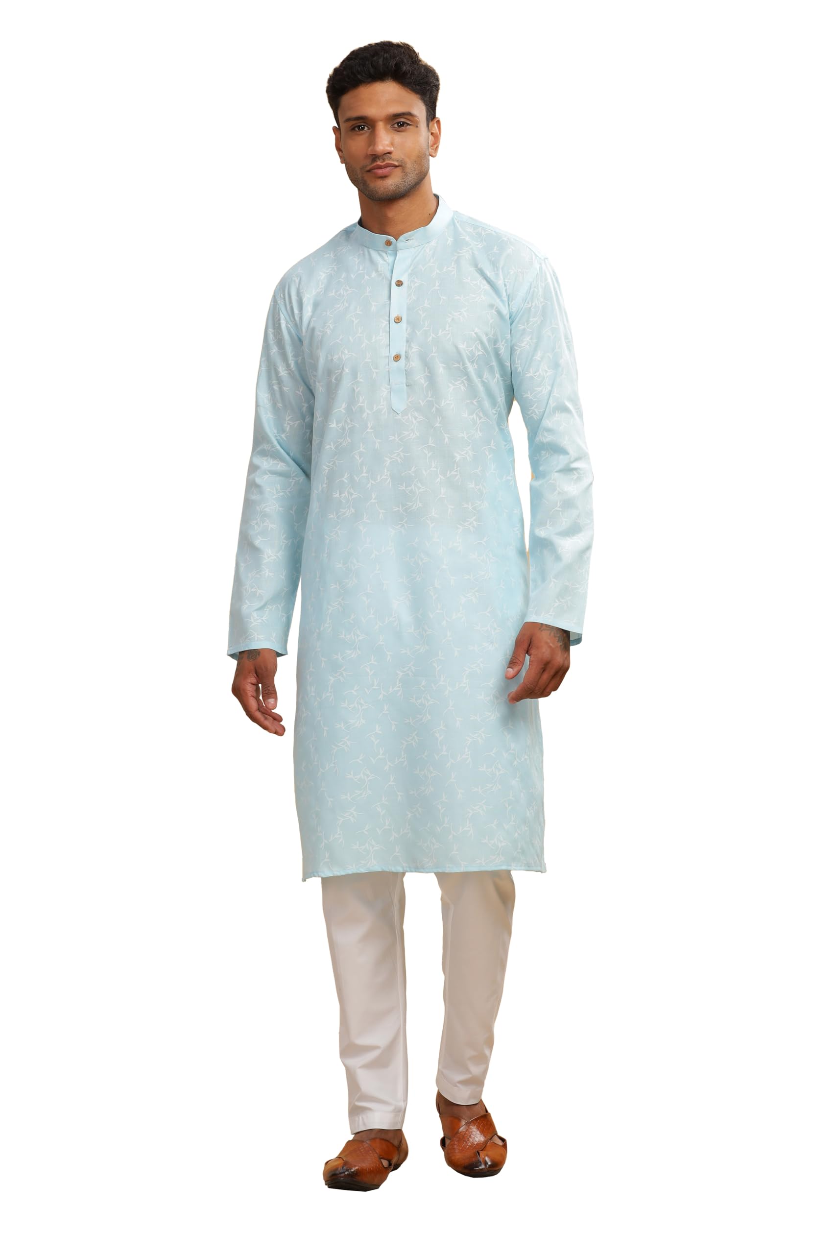 Be Active Men's Cotton Regular Kurta (C-599-2_Blue-1