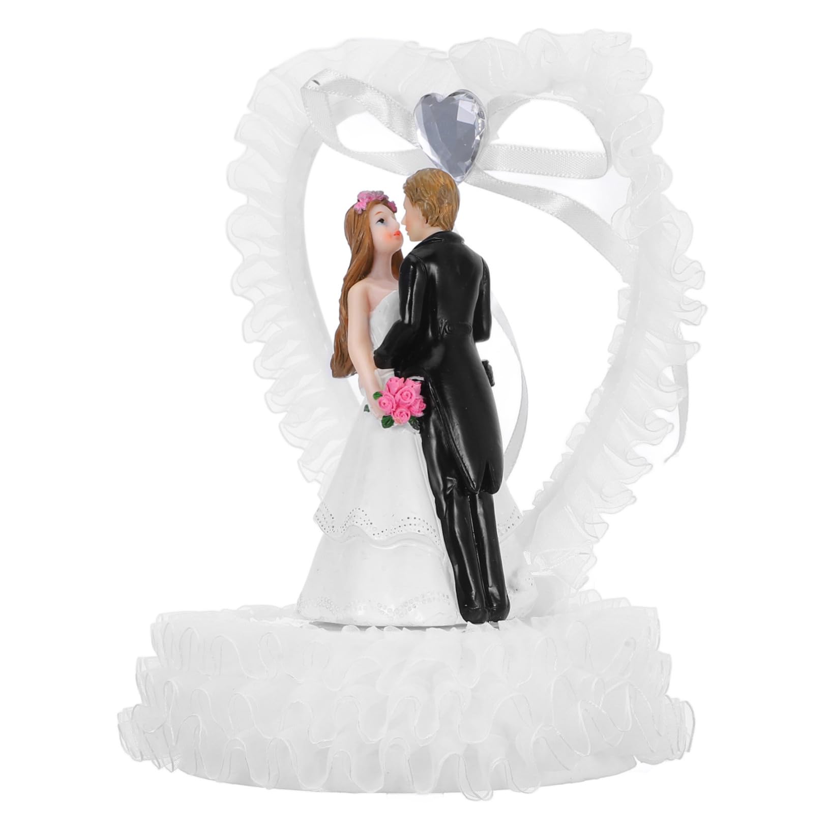 Vaguelly Romantische Hochzeitsdekoration Brautpaar Figur aus Kunstharz Zarte Tischdekoration für Hochzeit Kompakt und Tragbar
