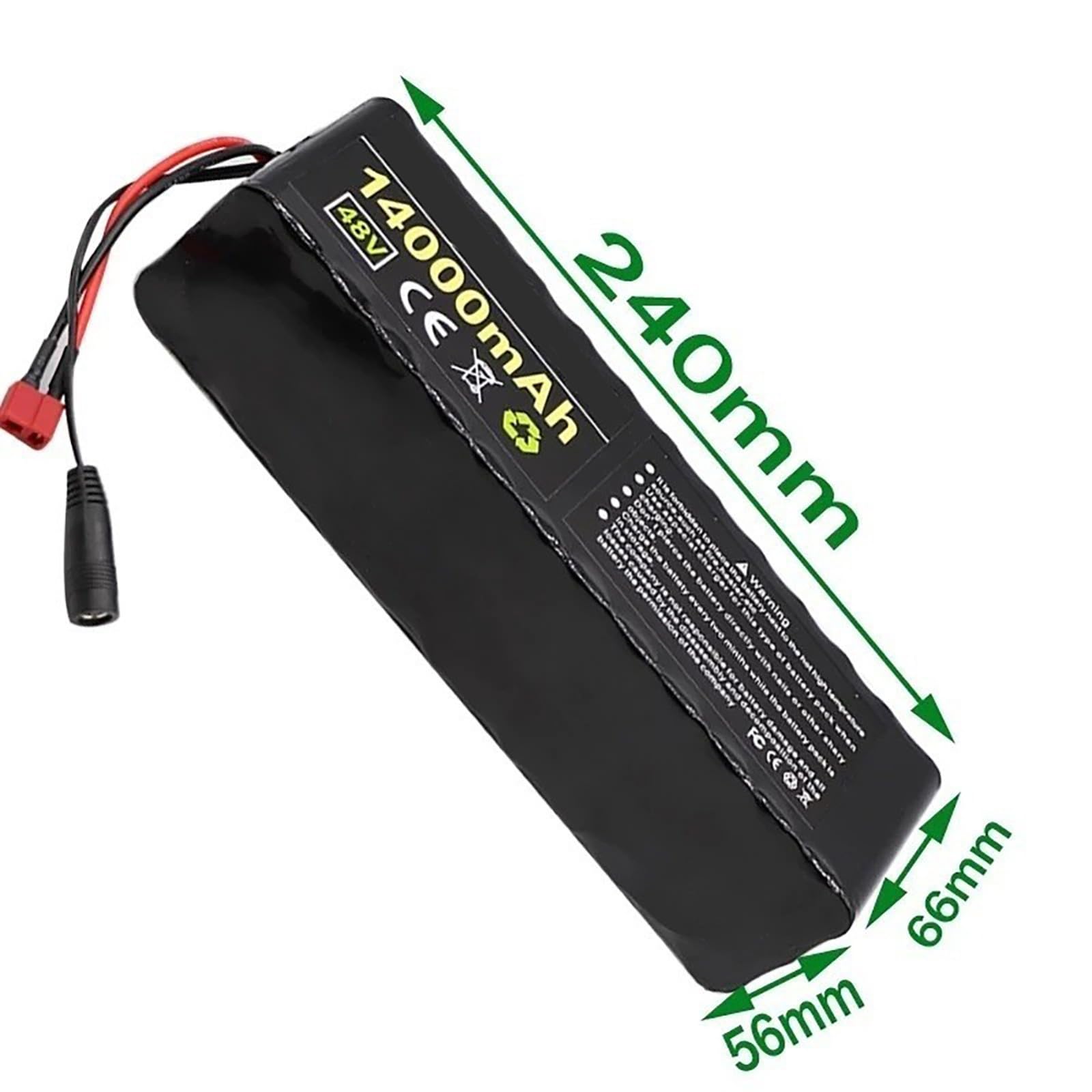 Batería de iones de litio de 48 V y 14 Ah, batería recargable de litio de 14000 mAh, batería de repuesto impermeable para patinete eléctrico con protección BMS y cargador. 48V 12Ah,T+DC