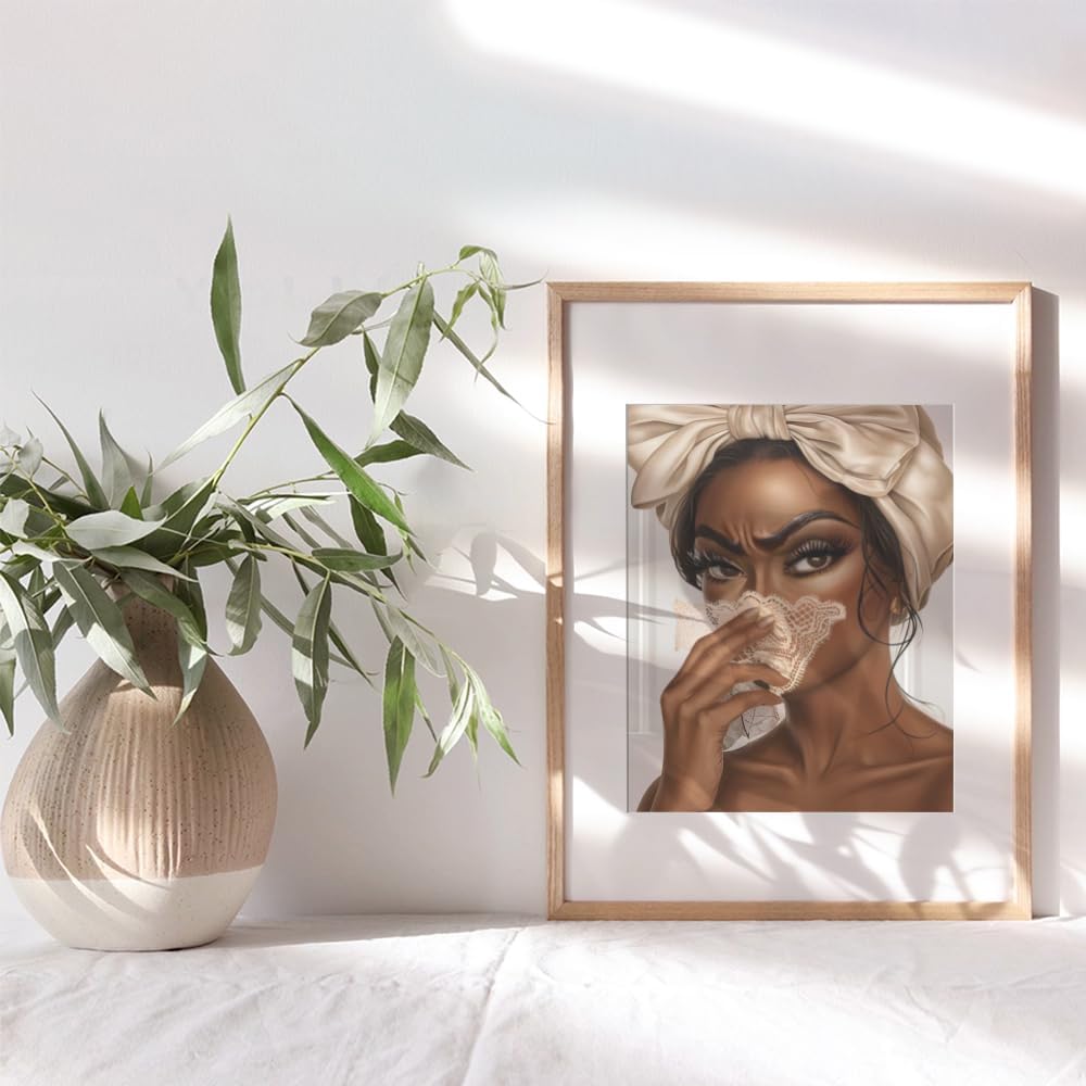 funny Bathroom Pictures Wall Decor - African American Women, Black Woman Bathroom Decor Wall Art, Glam for Women - African American Wall Art, Black Culture Chic Wall, UNFRAMED - Image 9