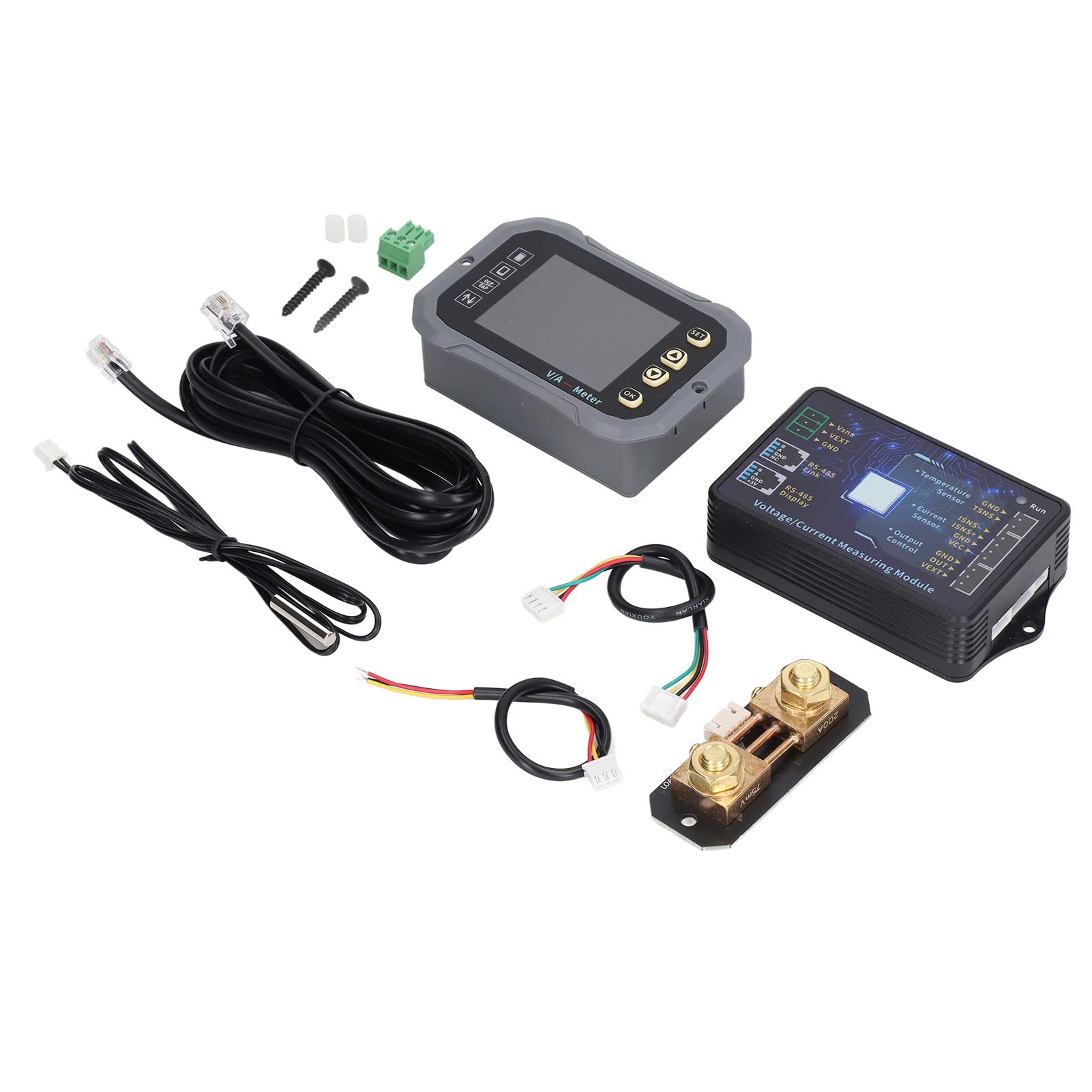 Monitor de batería con derivación de 100 A y pantalla LCD de 2,4 pulgadas - Medidor de corriente de voltaje de control de aplicación inalámbrica para vehículos recreativos y