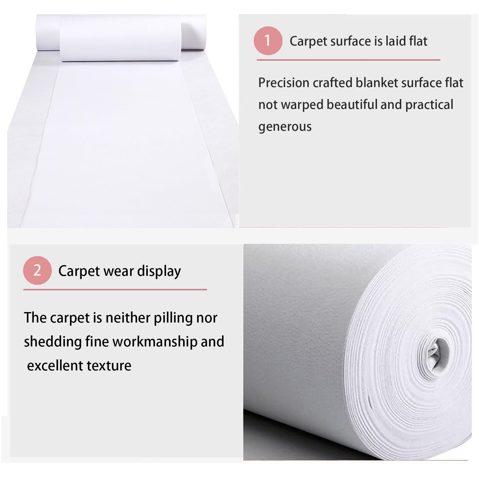 Wit tapijt voor bruiloft, gangpad, antislip, 2 mm dik, 1,2 x 30 m