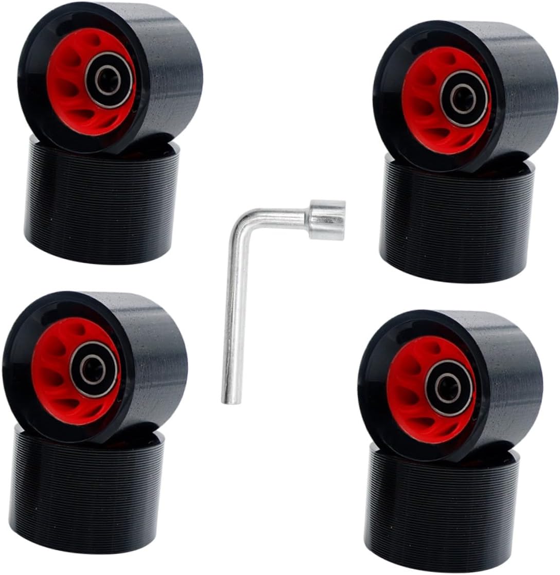 Double Row Roller Skate Wheels 95a Pu Set with Wrench, 8pcs Inline Skates Replacement for Speed Skating and Outdoor Use