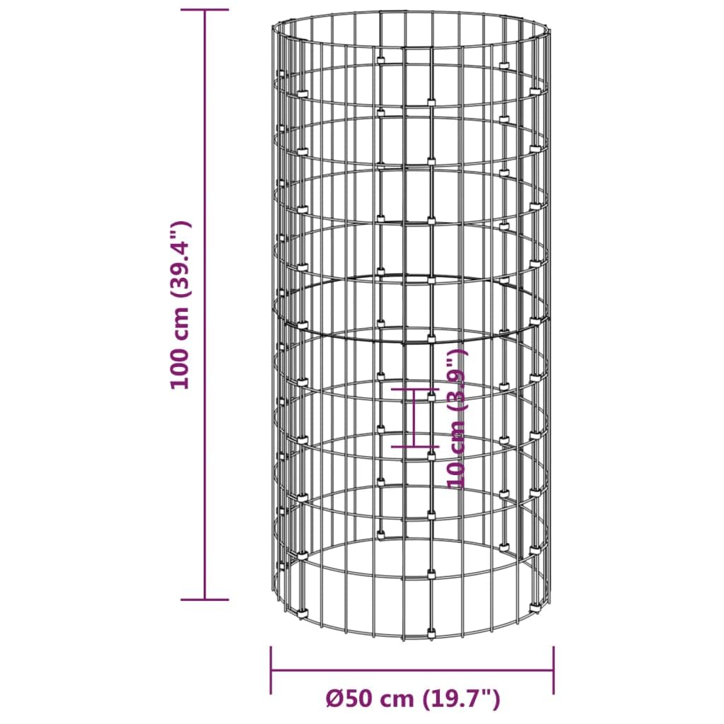 Compostador de jardín de acero galvanizado, diámetro 50 x 100 cm, acero galvanizado, contenedor de compostaje con diseño de rejilla para residuos de jardín