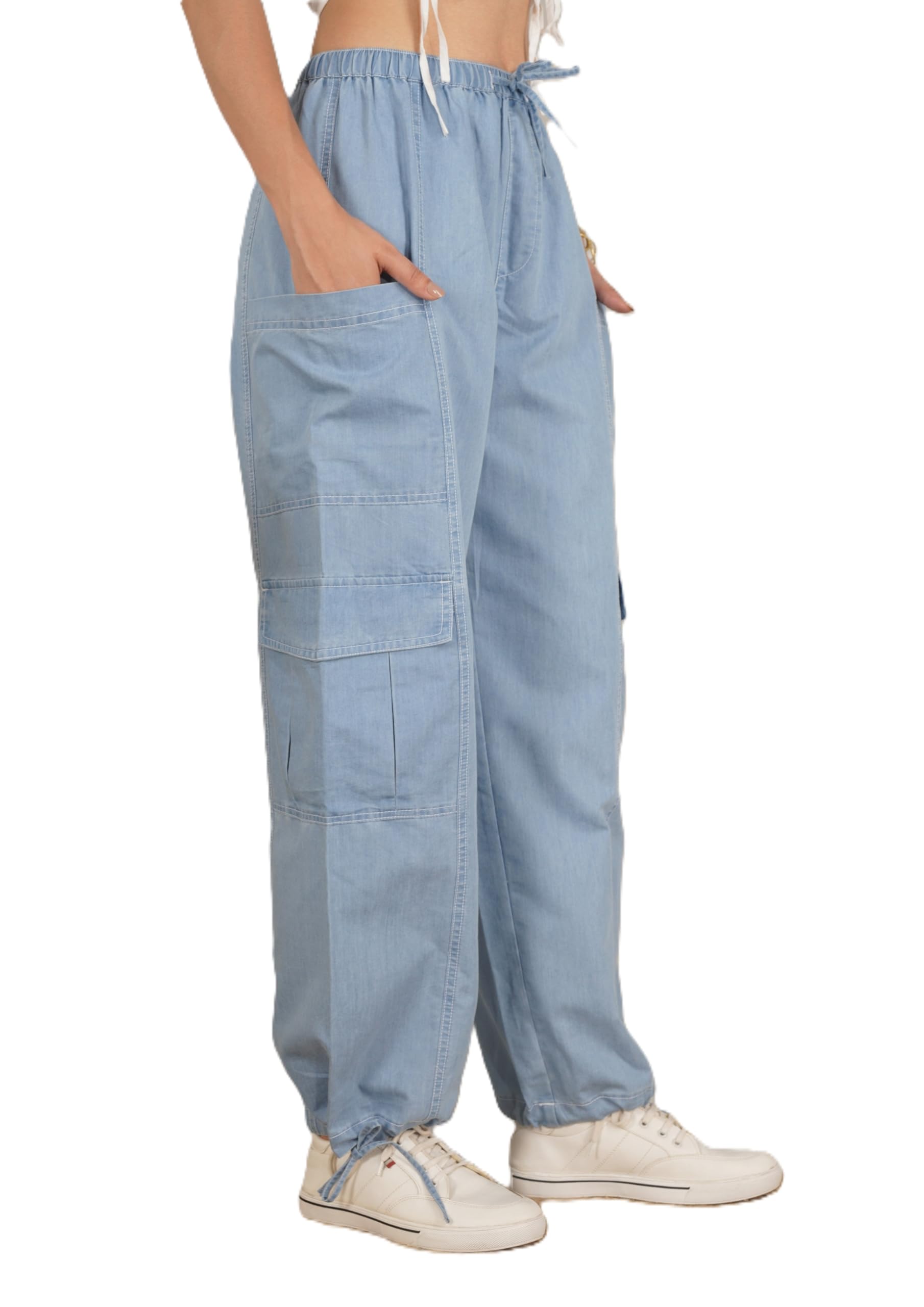nuevosdamas Blue Denim Cargo Pant-picture-43
