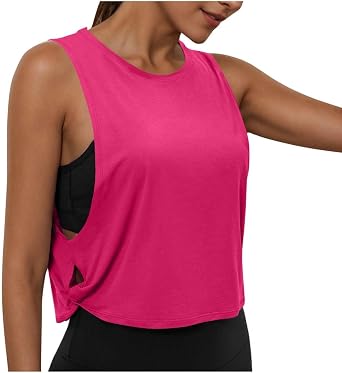 FQZWONG Women Workout Crop Tank Top 2026 Summer Cropped Solid Sleeveless Muscle Shirts Gym Yoga Sport Running Tunic Blouse