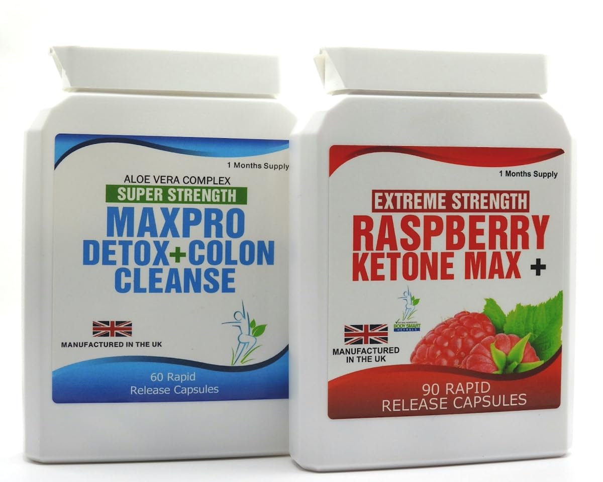 90 Raspberry Ketone Plus 60 Colon Cleanse Weight Management Slimming Keto Diet Pills Max Raspberry Max 1500mg Daily Dose 2 Bottles Capsules Dieting