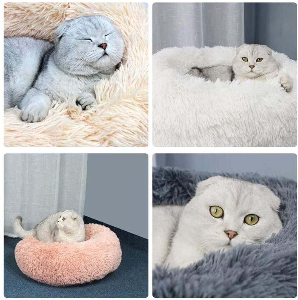 XXL Panier pour Chien Tissu Peluche,Anti Stress Lit Moelleux Rond pour Chat