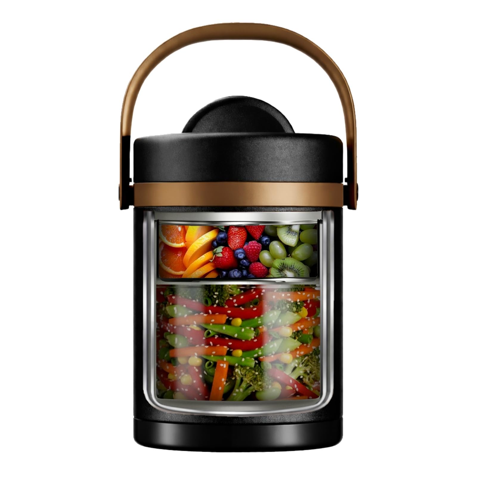 Heemburg Contenitore termico per il pranzo, barattolo isolato, in acciaio inox, per pasti, zuppe, frutta, per ufficio e uso esterno (nero, 2 L)