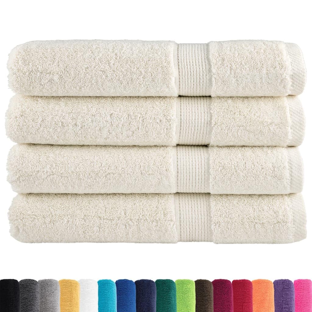 Solund ręczniki do sauny premium, 4 sztuki, kremowo-białe, 80 x 200 cm, 600 g/m², w 100% z bawełny, chłonne, miękkie ręczniki z pętelką, certyfikat Oeko-TEX