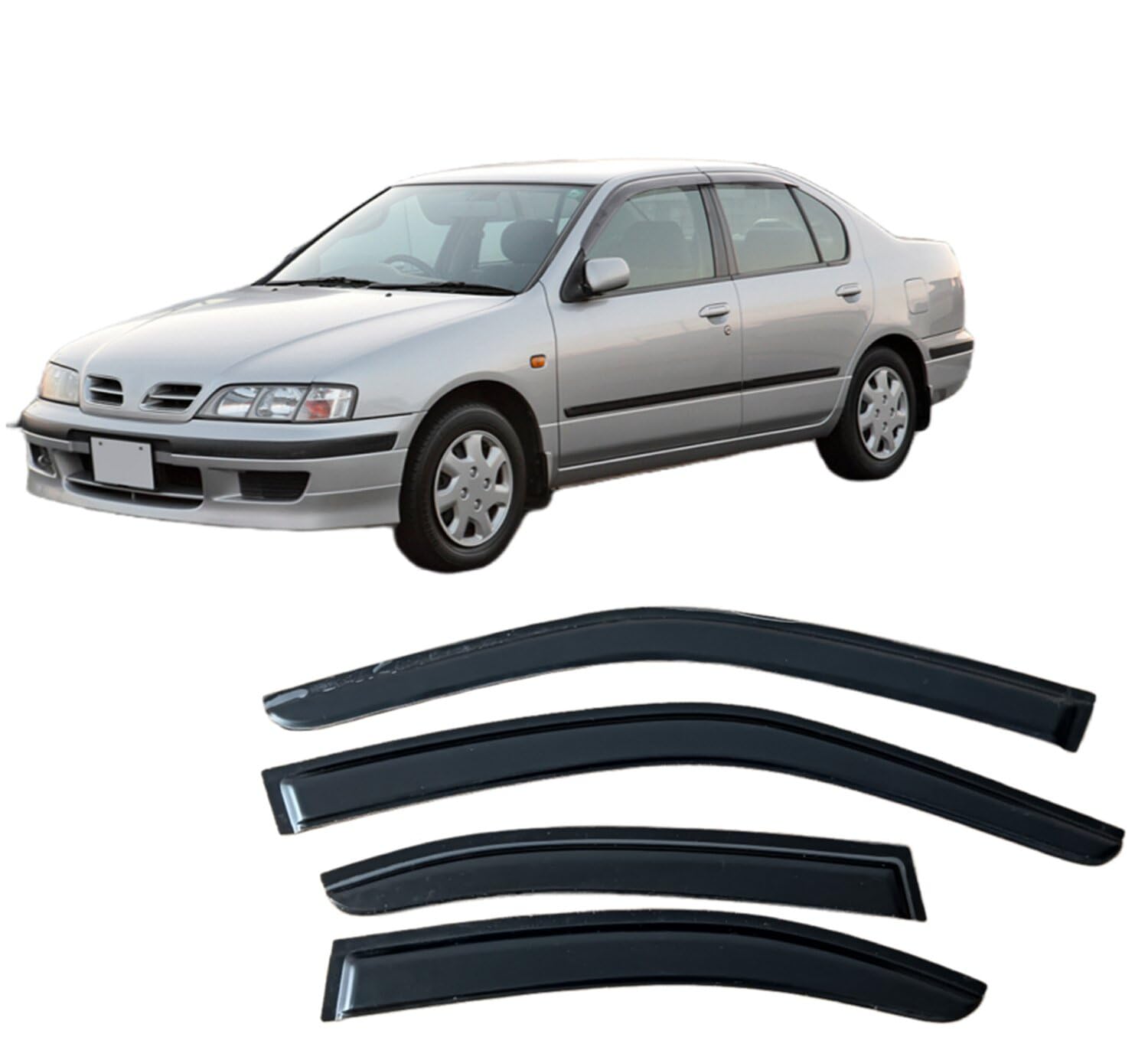 nwsplmy Wind Deflectors for NISSAN PRIMERA P11 SEDAN 1997-2001, Rain Guards Window Visors, 4-Piece, Protects Against Fading & Cracks