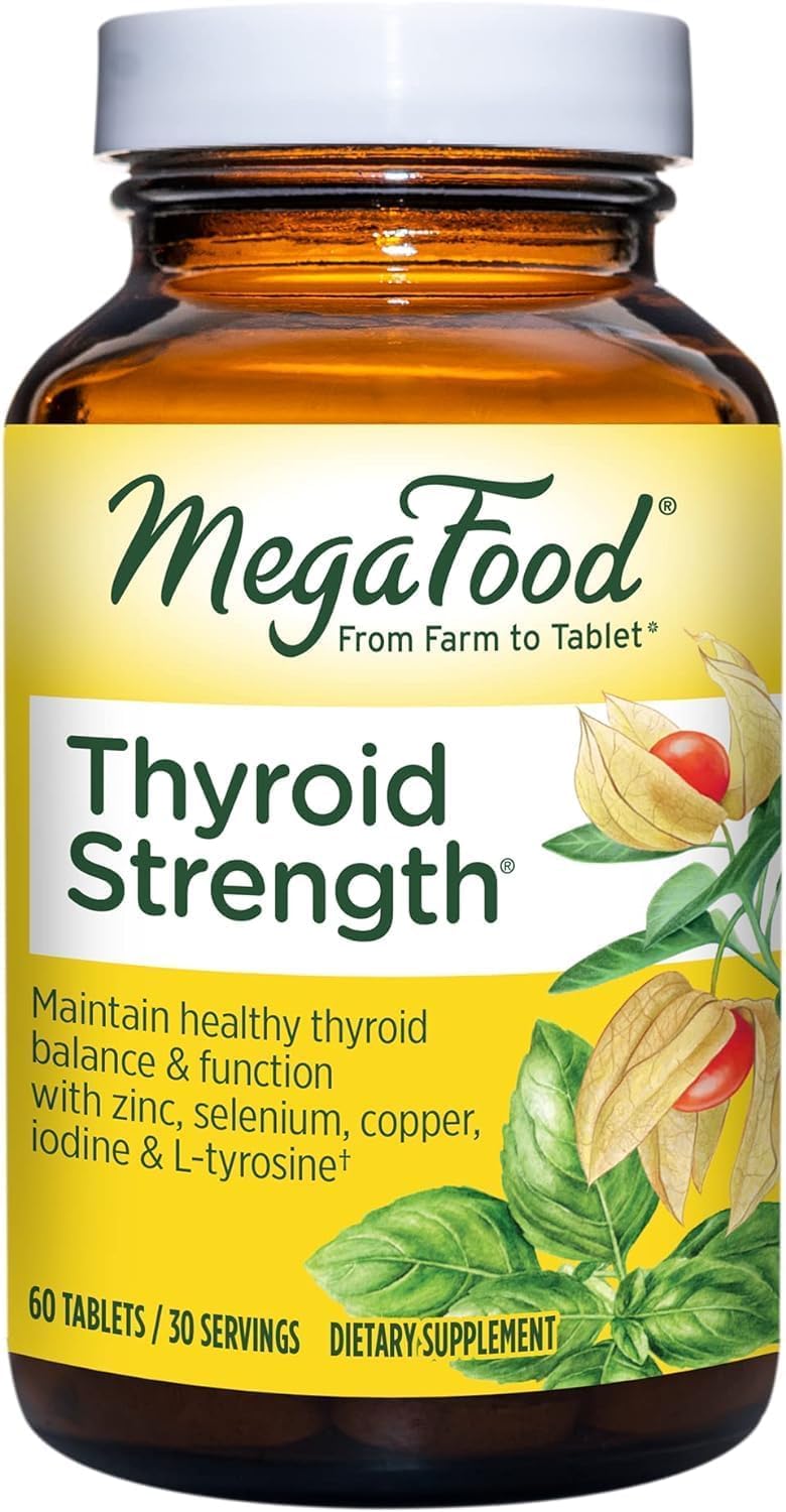 Thyroid Strength - Mineral Supplement - Thyroid Support for Women with Ashwagandha, Zinc, Selenium, Copper, Iodine & L-Tyrosine & Herb Blend - Vegetarian - 60 Tabs (30 Servings)