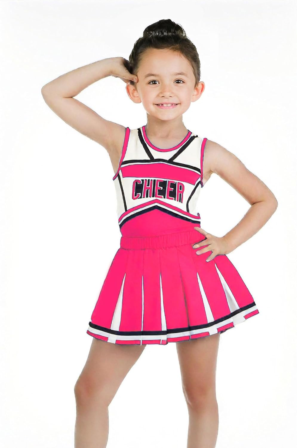 Danzcue Cheerleader Costume for Girls, Cheerleader Dress, Cheerleading Uniform for Halloween Cosplay Gifts, Pink, Small
