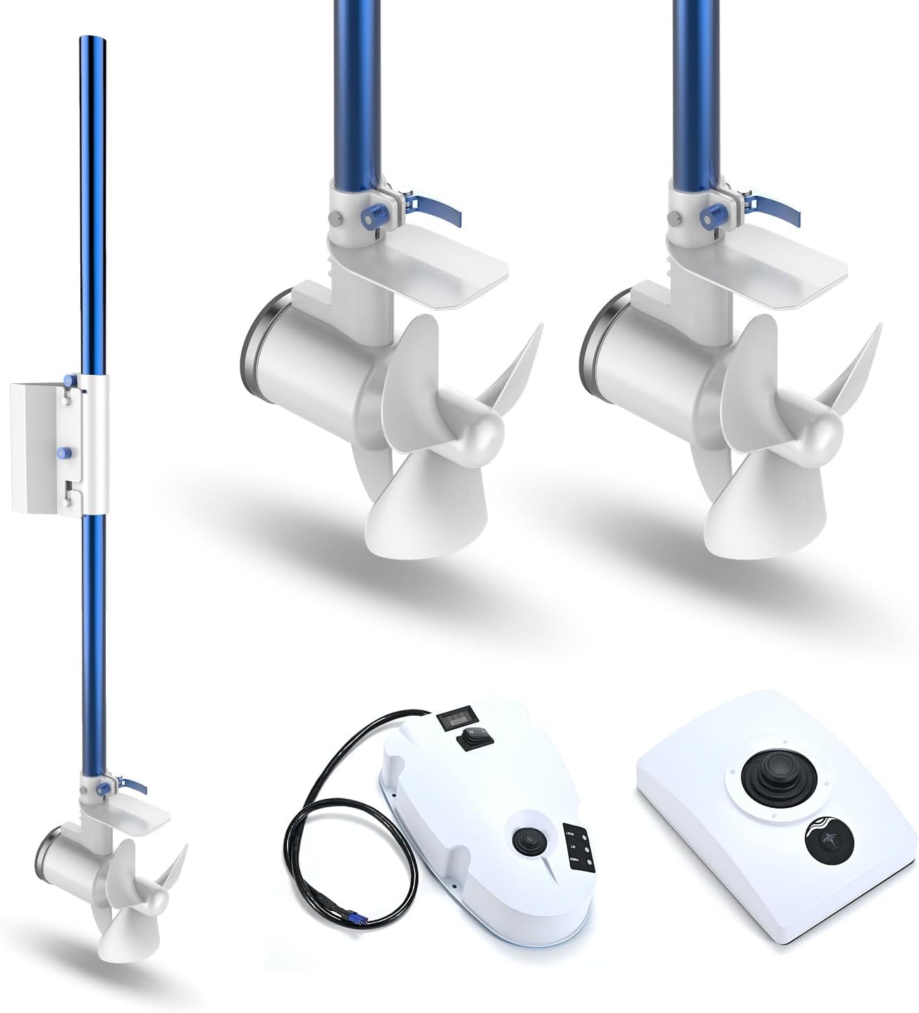 AUMETE 160LBS Thrust Electric Outboard Trolling Motor, Dual Motors Transom Mounted