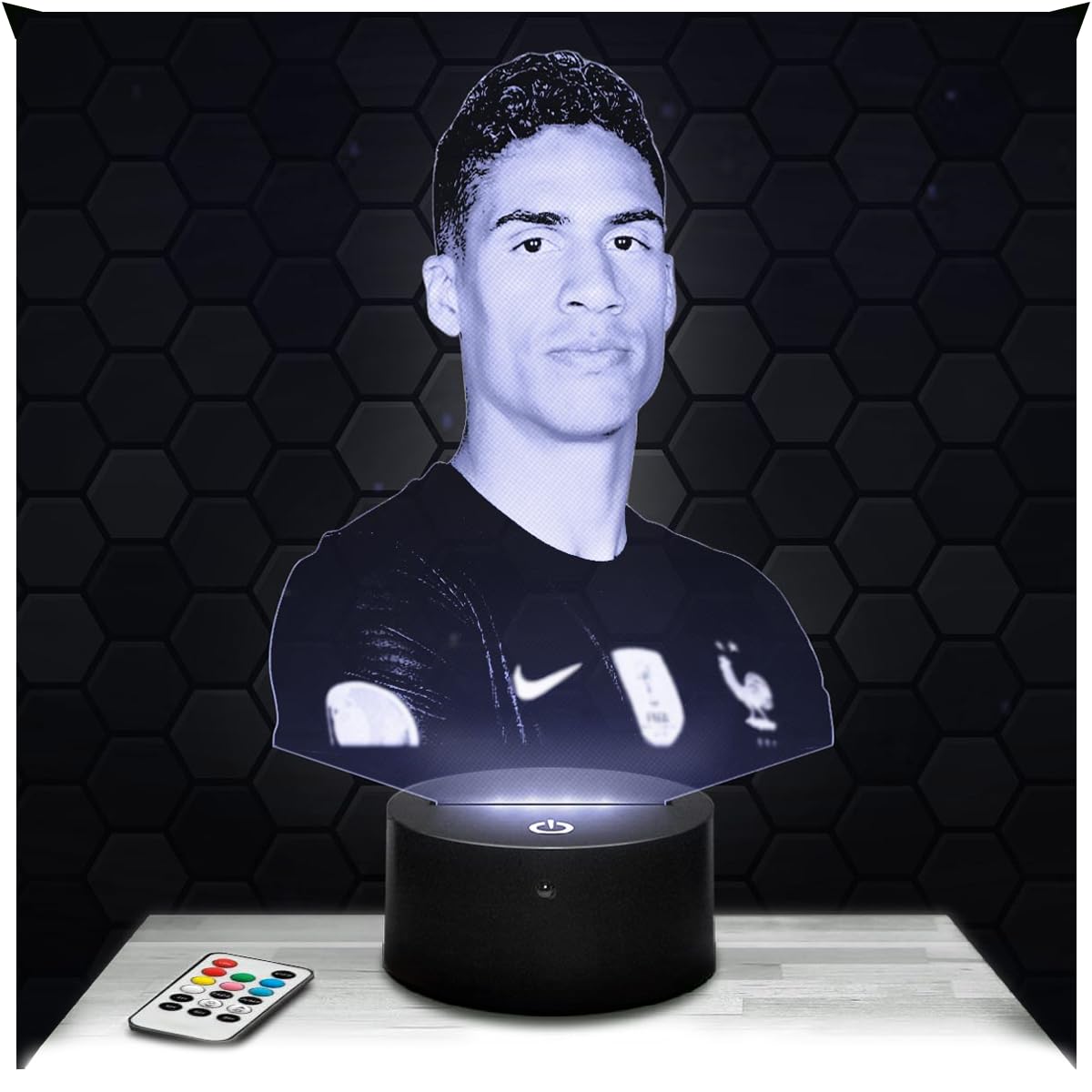 Lampephoto.fr - Raphaël Varane 3D Lamp Night Light Football Player Sports 3D LED Illusion Lamp, Christmas Birthday Gift Idea for Boys and Girls Children's or Adult Bedroom Night Light, Merchandising