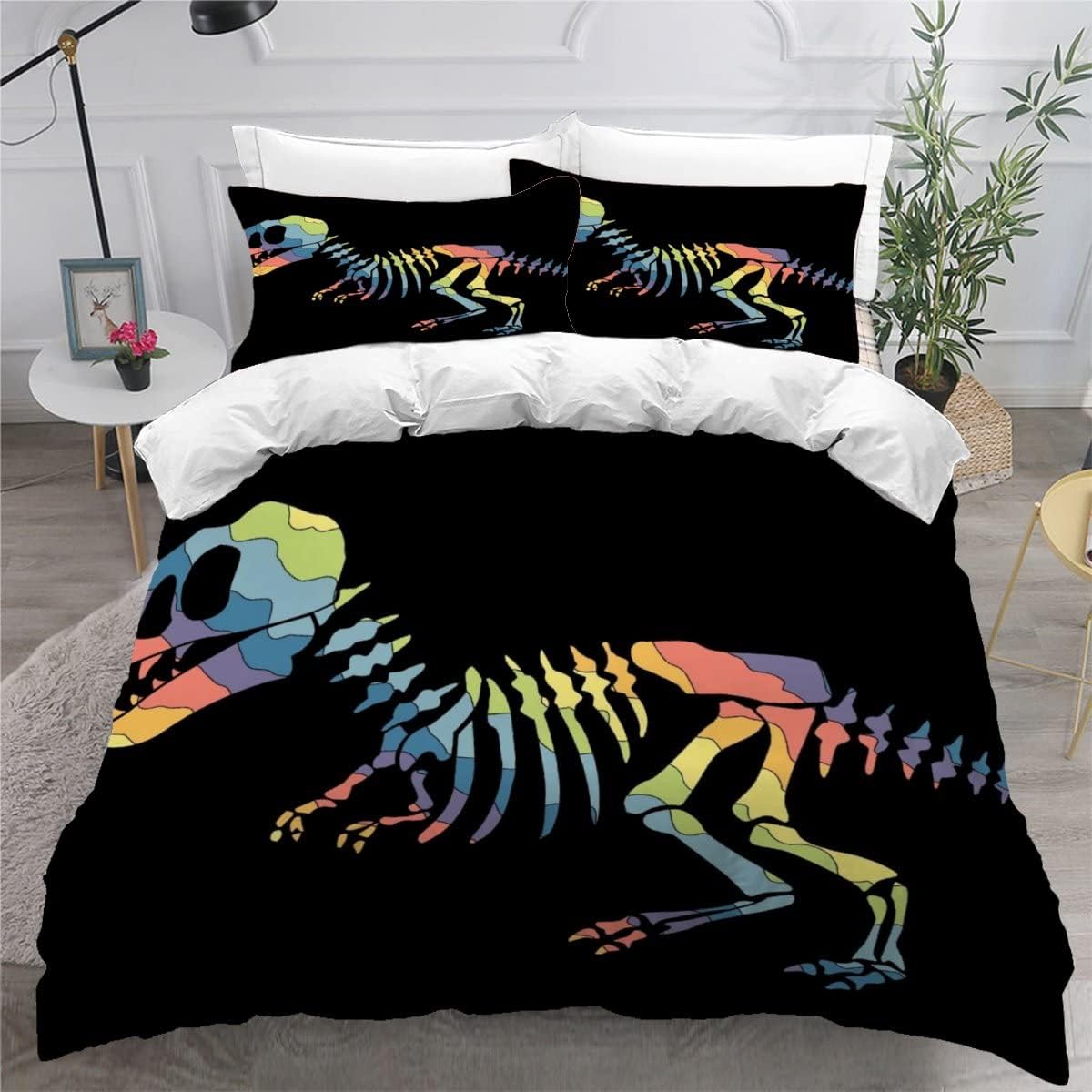 Duvet Cover set single Rainbow Dinosaur 3d Printed Quilt Cover with