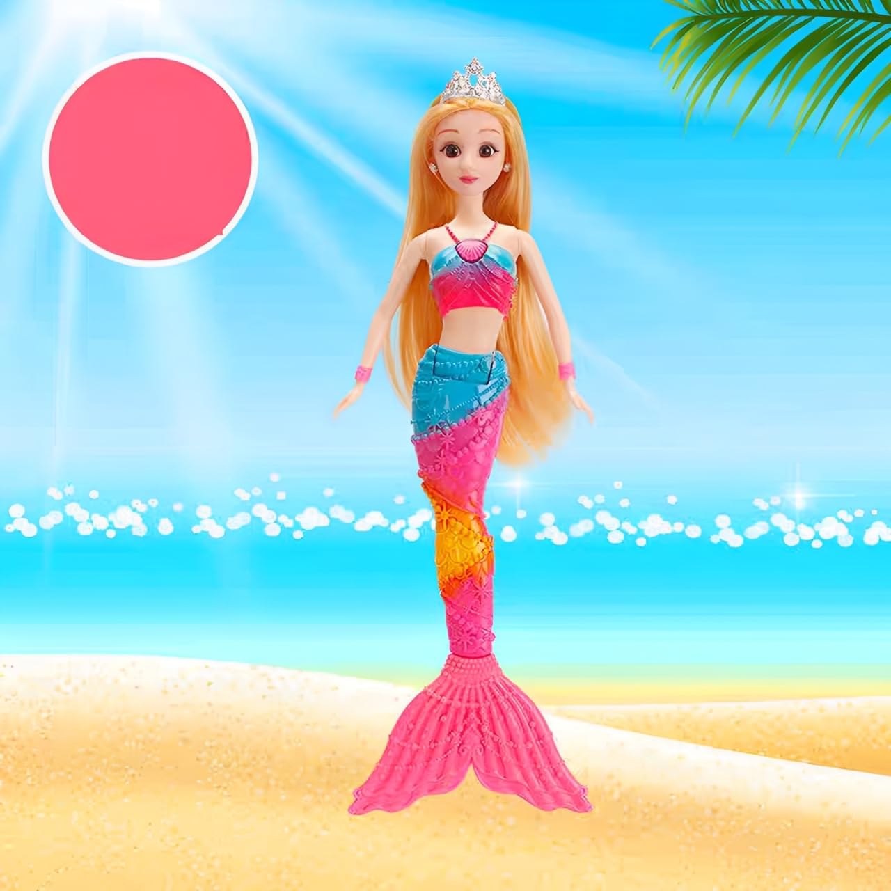 Cemirk Mermaid Doll with Light-Up Tail - 35cm Mermaid Toys with Accessories, 3D Real Eyes, Flexible Joints - Dolls for Girls Ages 3+ - Image 4