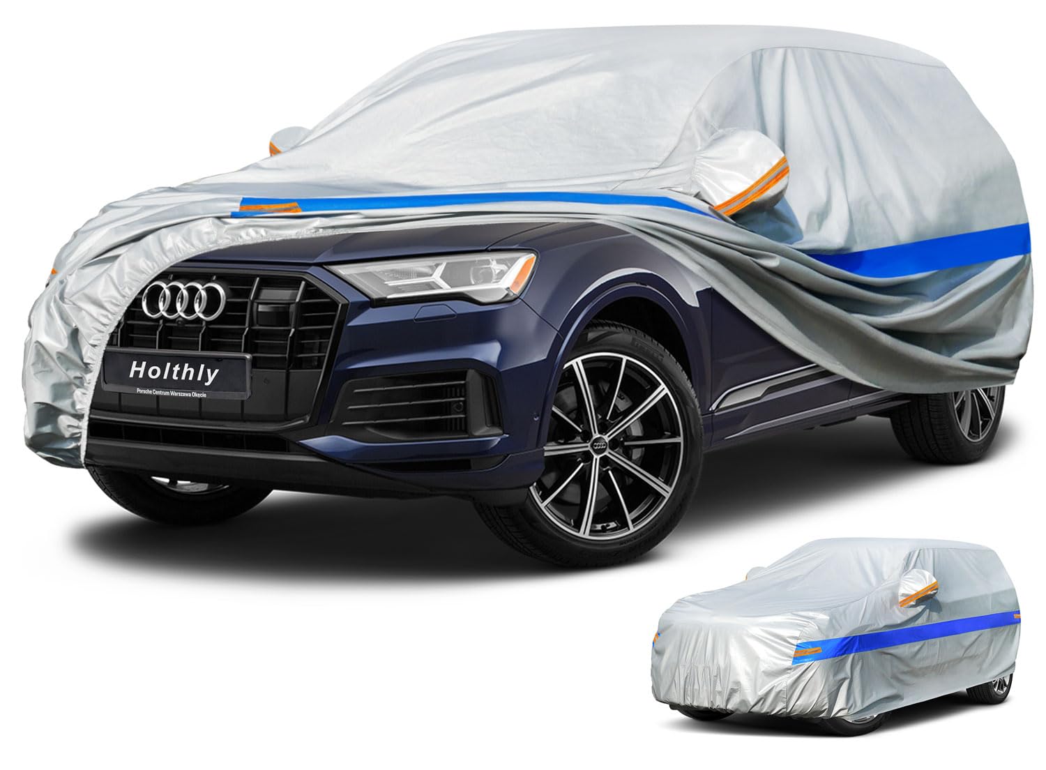 Telo Copriauto da Esterno, Holthly 10 Strati Telo Copri Auto Felpato 100% Impermeabile, Copertura Auto Adatta per Suv 4x4 Audi Q7, BMW X5, Mercedes GLE, Porsche Cayenne,etc.YXL