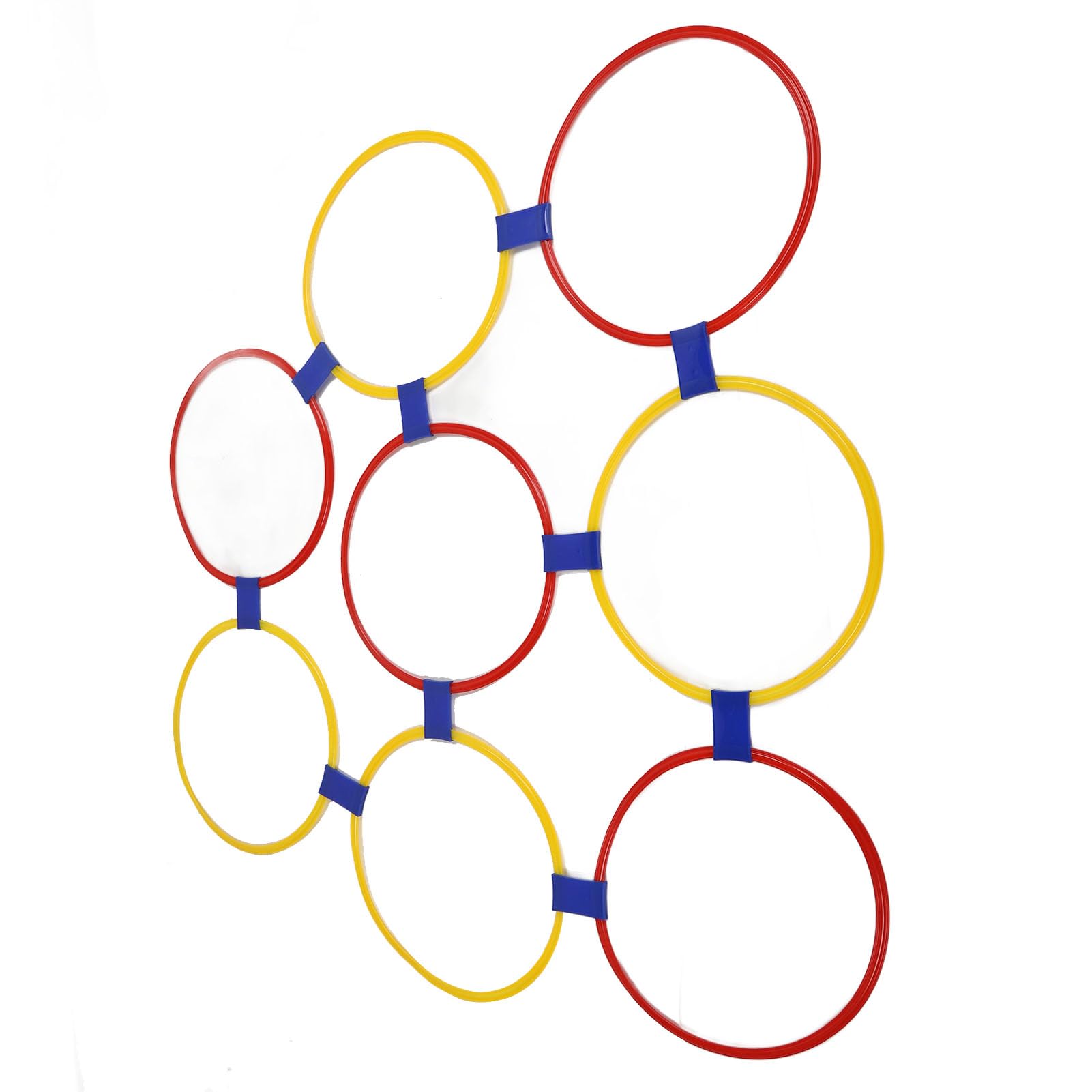 Generic Hopscotch Hoop, Równowaga ćwiczeń Treningowych Obręczy 10pcs Kombinacja Materiału Plastikowego Wszechstronne z 10 Pętlami do Skakania (L 360 ml 6,8x14,5 cm / 2,7x5,7 cala)