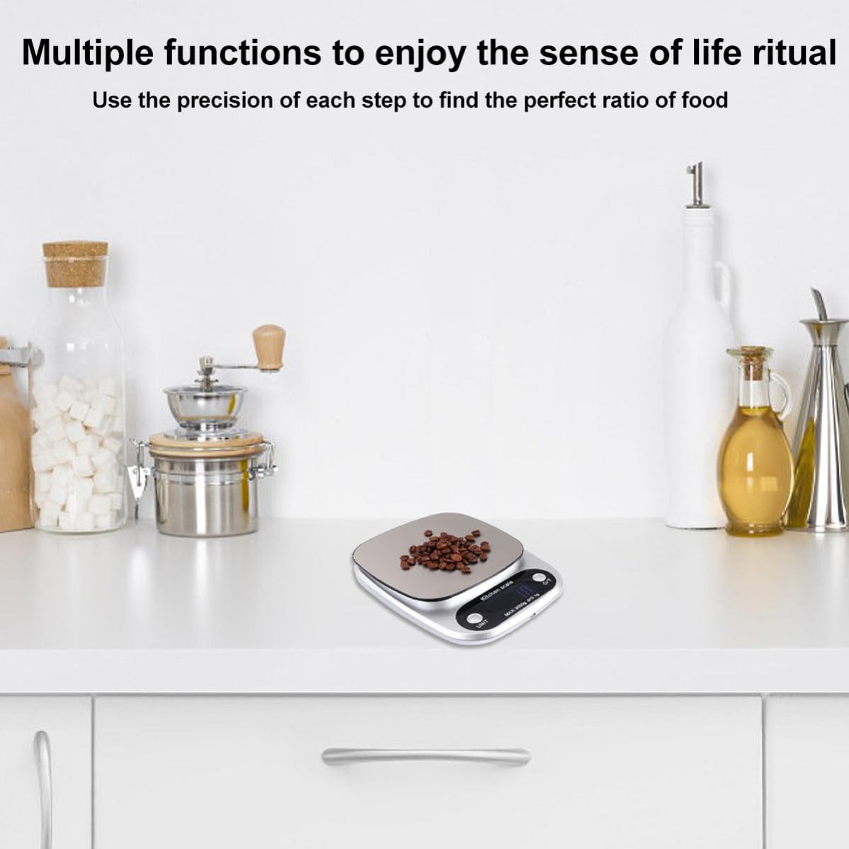 Beaupretty Báscula Sensores de Alta Precisión Digital de Cocina Recargable de Acero Inoxidable y Capacidad de 3 Kg para Uso en Cocina y Joyería