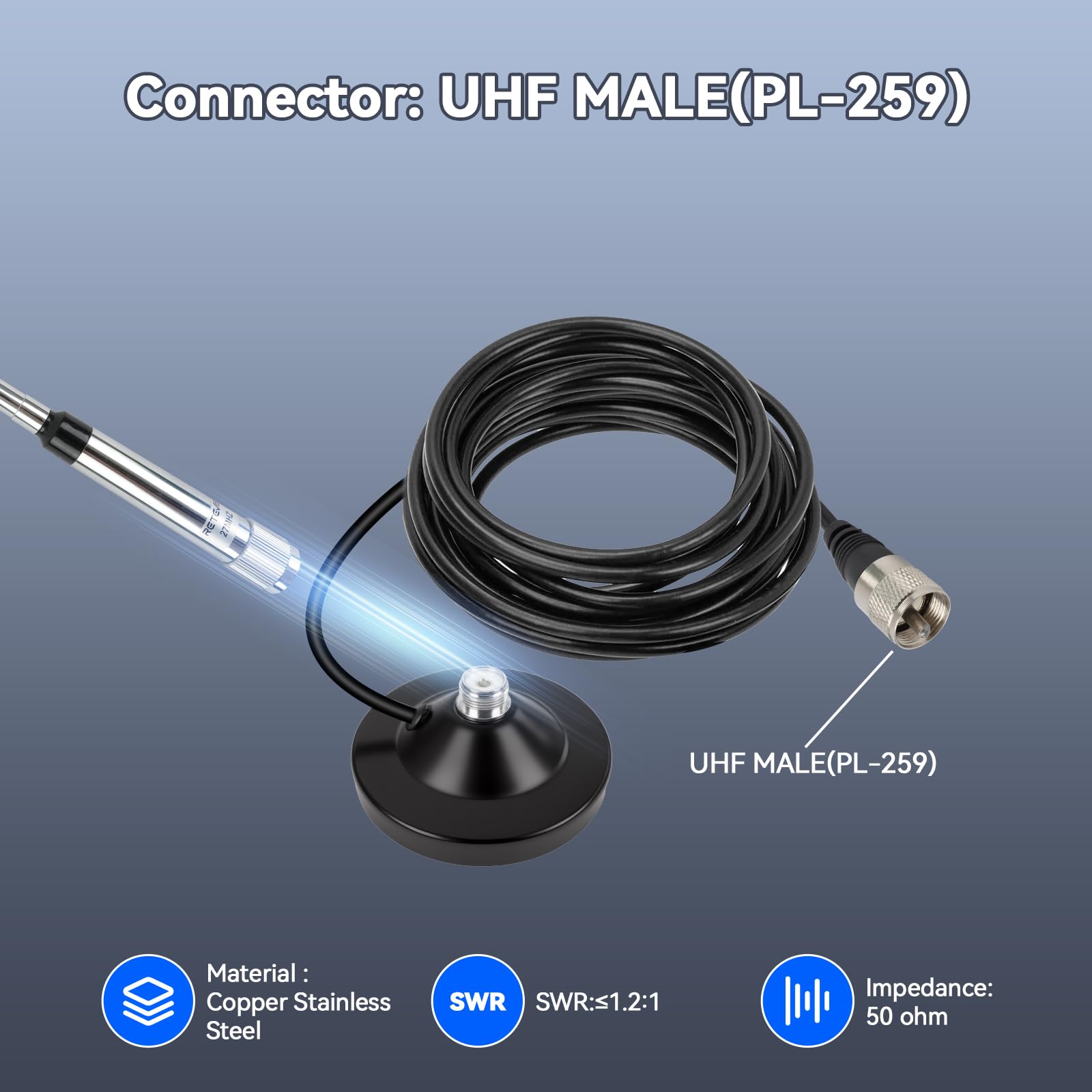 MR500 [C9268A] Magnetfuß Antenne für CB 26-29 MHz – Germany (wir sind zusammen